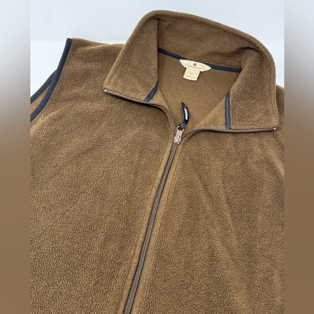Woolrich Men’s Brown Fleece Vest Full Zip Size Large X8